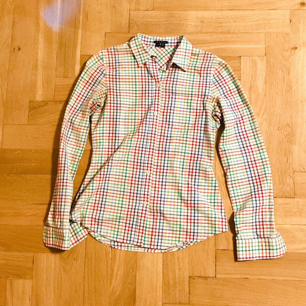 THEORY Multicolor Grid Longsleeve Button-Down